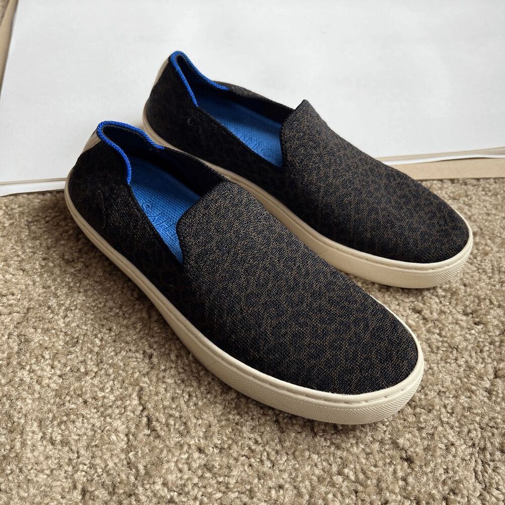 Rothy’s Slip On Sneaker Leopard Espresso Washable Casual Comfort Size 7